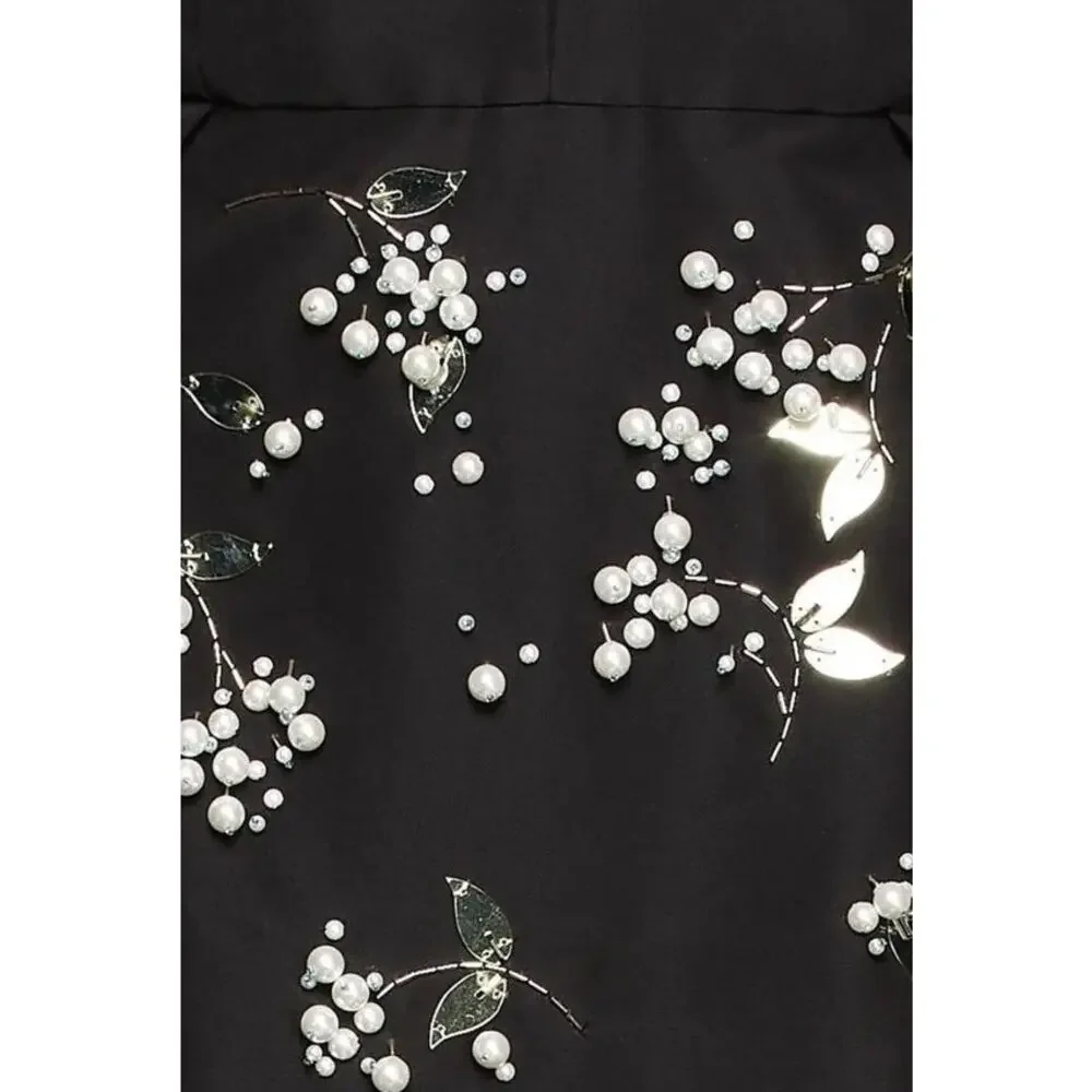 NWT: Carolina Herrera Embellished Pleated Silk-Faille Midi Dress - Picture 3 of 14